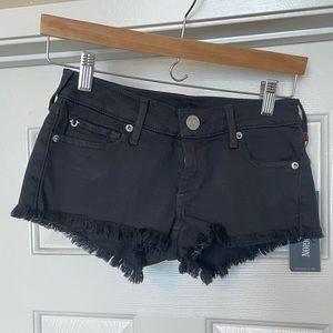True Religion Black Joey Cut Off Shorts, Size 25
